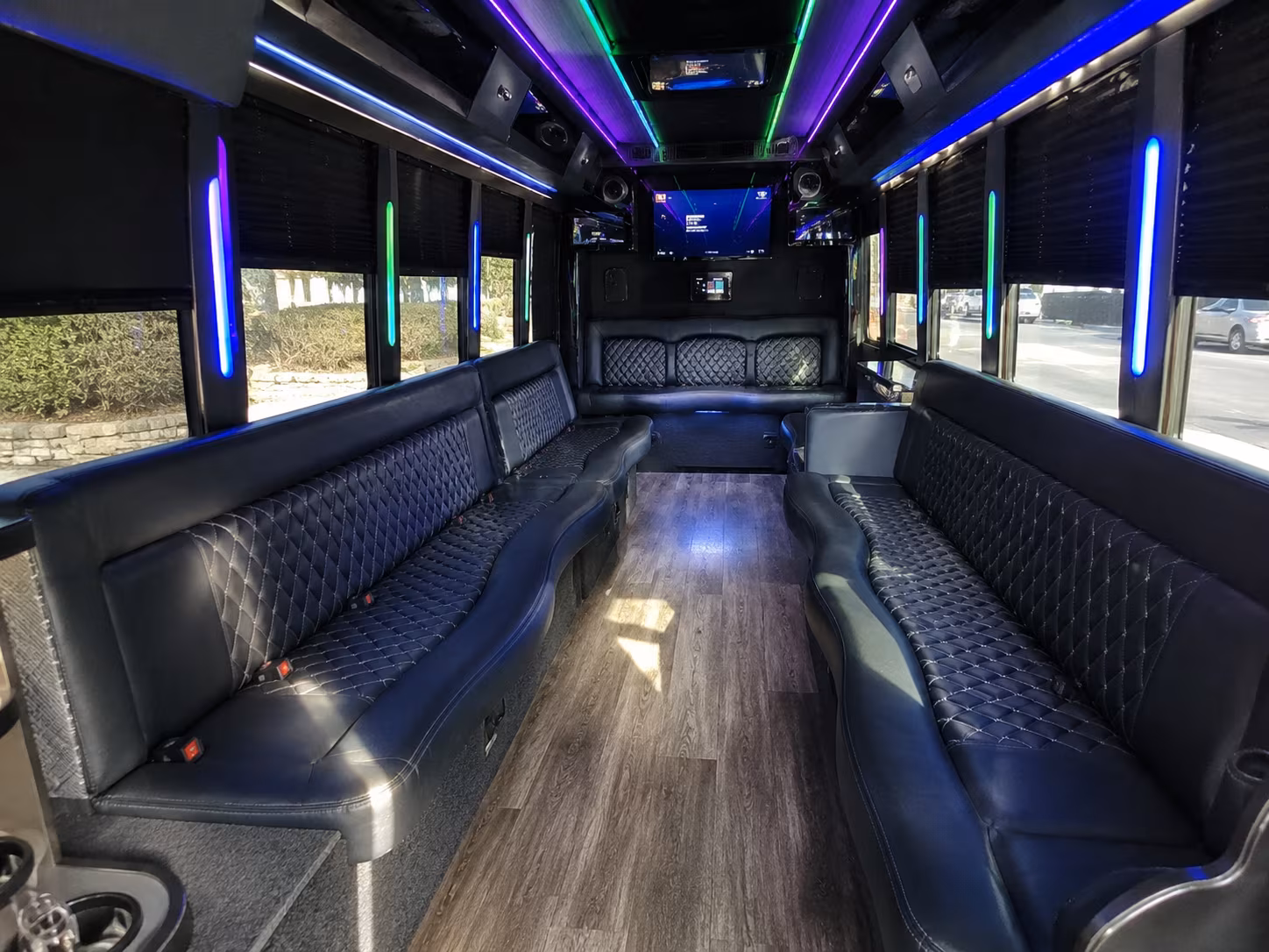 lawrence 15 passenger party bus interior