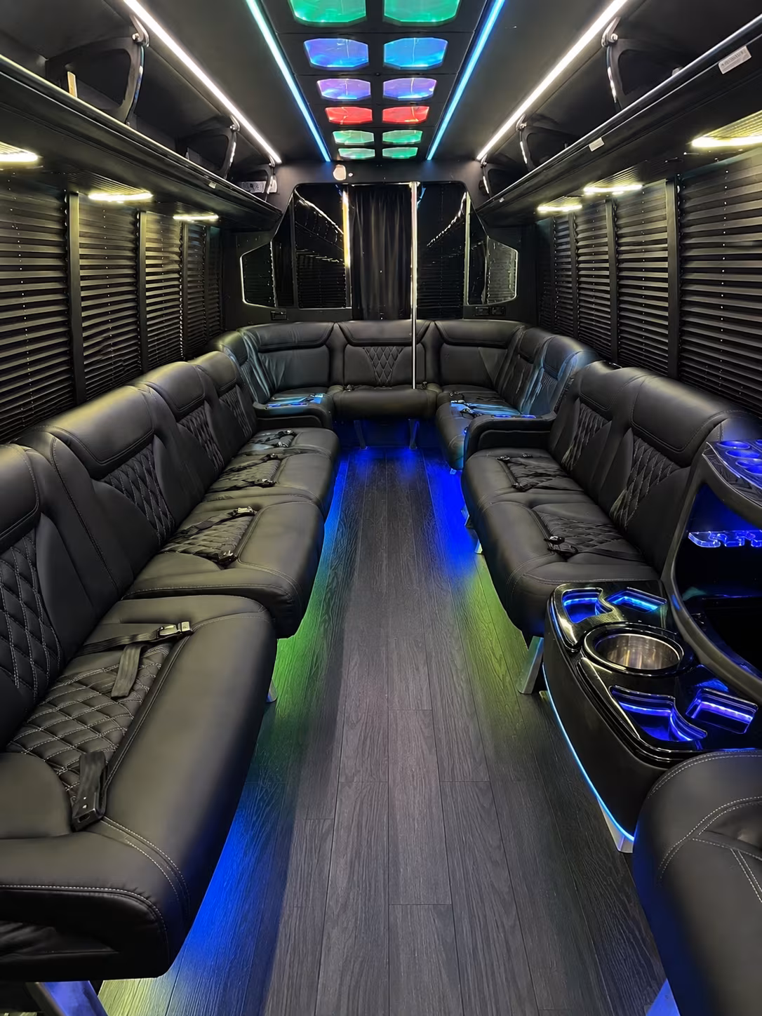 lawrence 20 passenger party bus interior