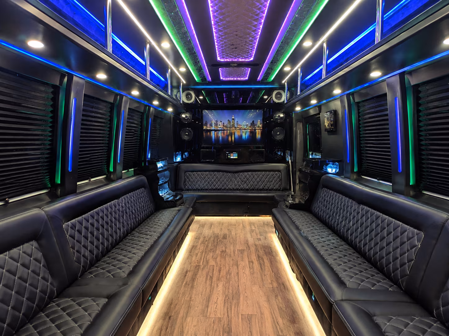 lawrence 25 passenger party bus interior