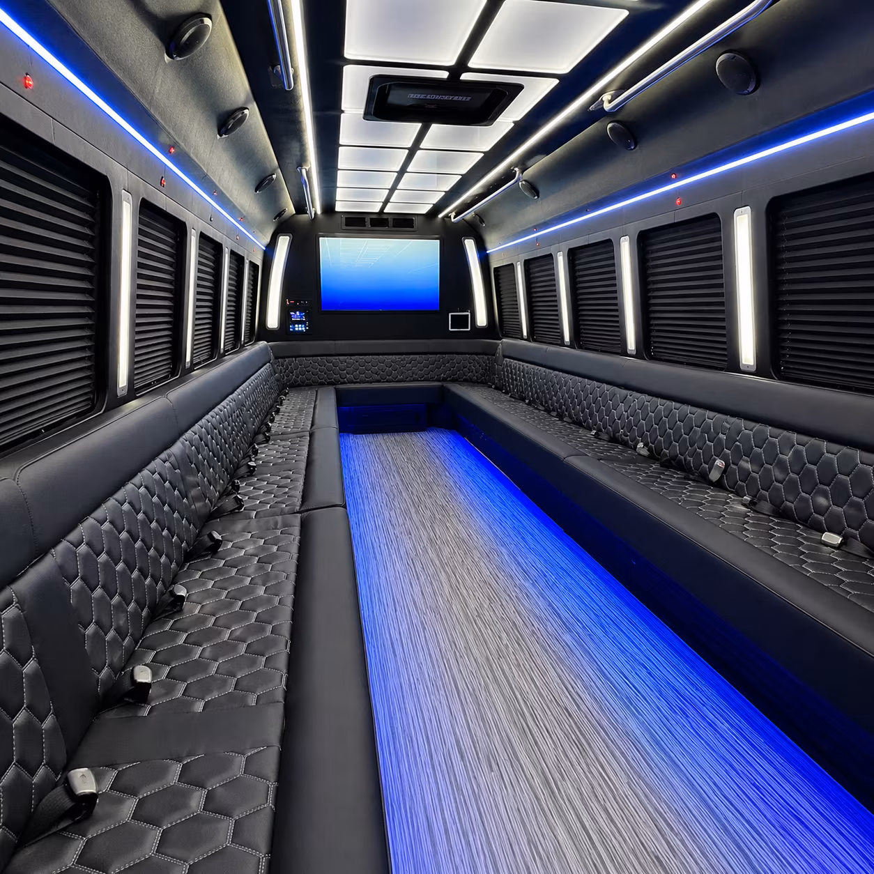 lawrence 50 passenger party bus inside